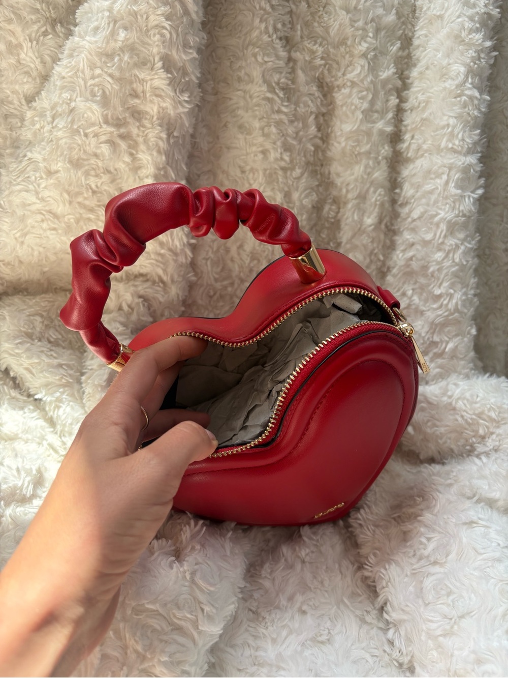 ALDO Red Heart-Shaped Small Top-Handle Bag - Picture 6 of 6